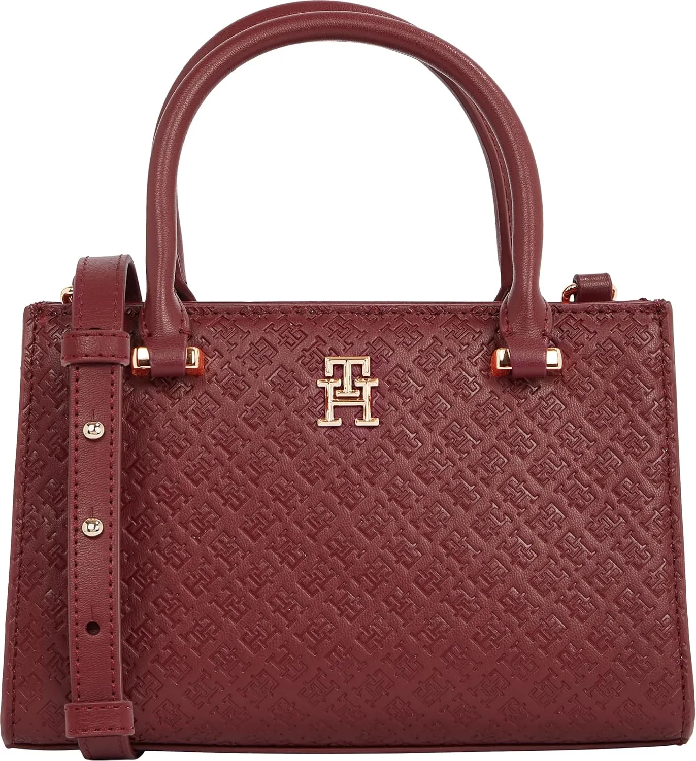 Tommy Hilfiger Monogram Mini Tote Bag with Removable Crossbody Strap