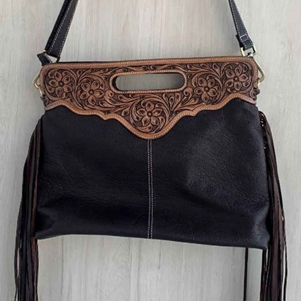 Tooled Leather Messenger Bag - TL01