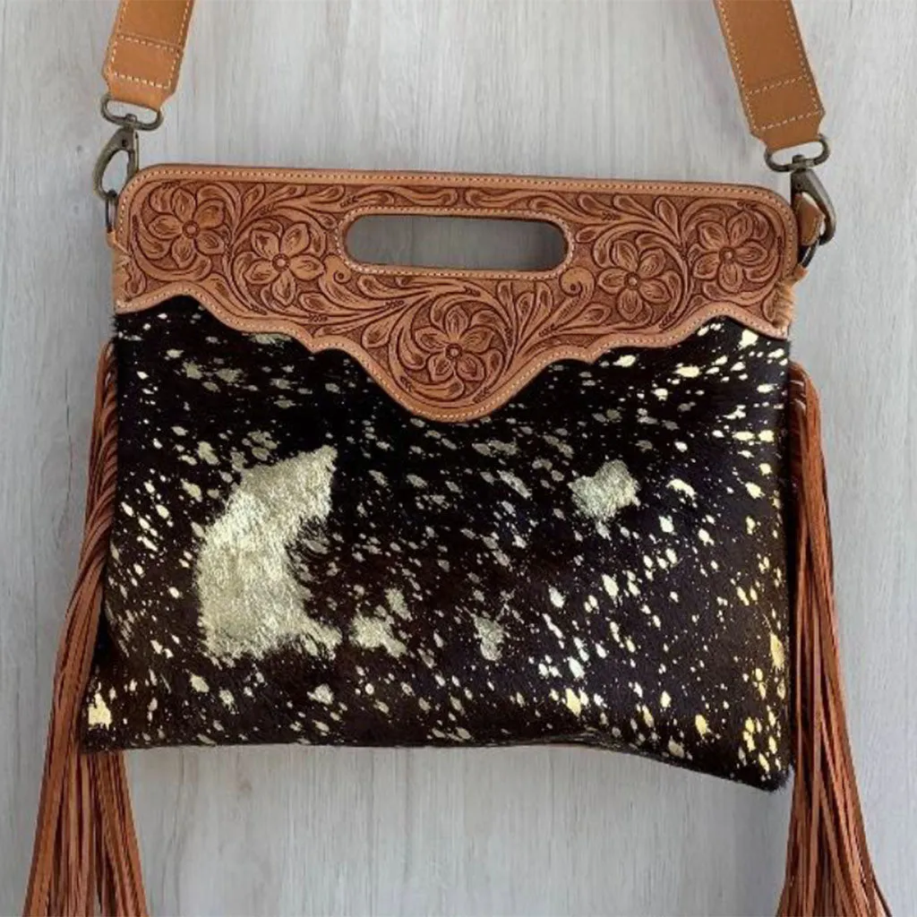 Tooled Leather Messenger Bag - TL01