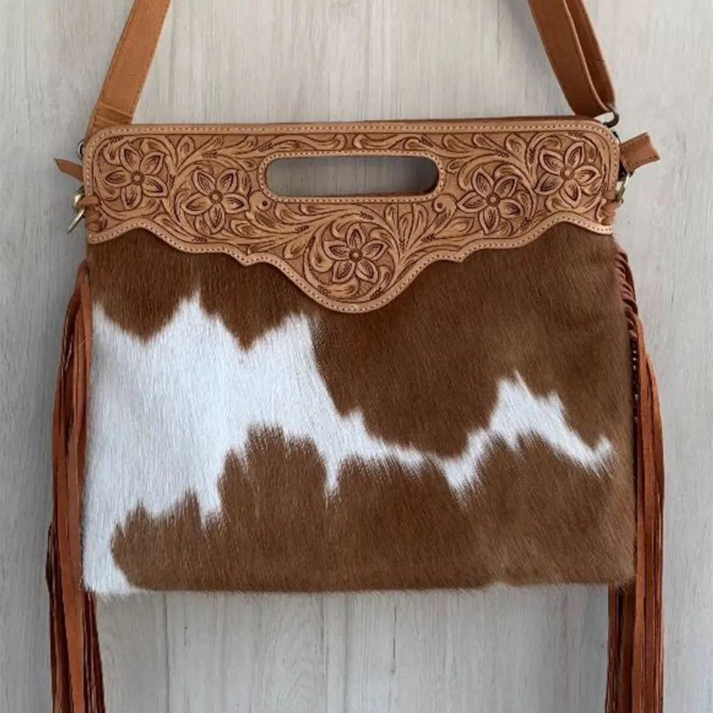 Tooled Leather Messenger Bag - TL01