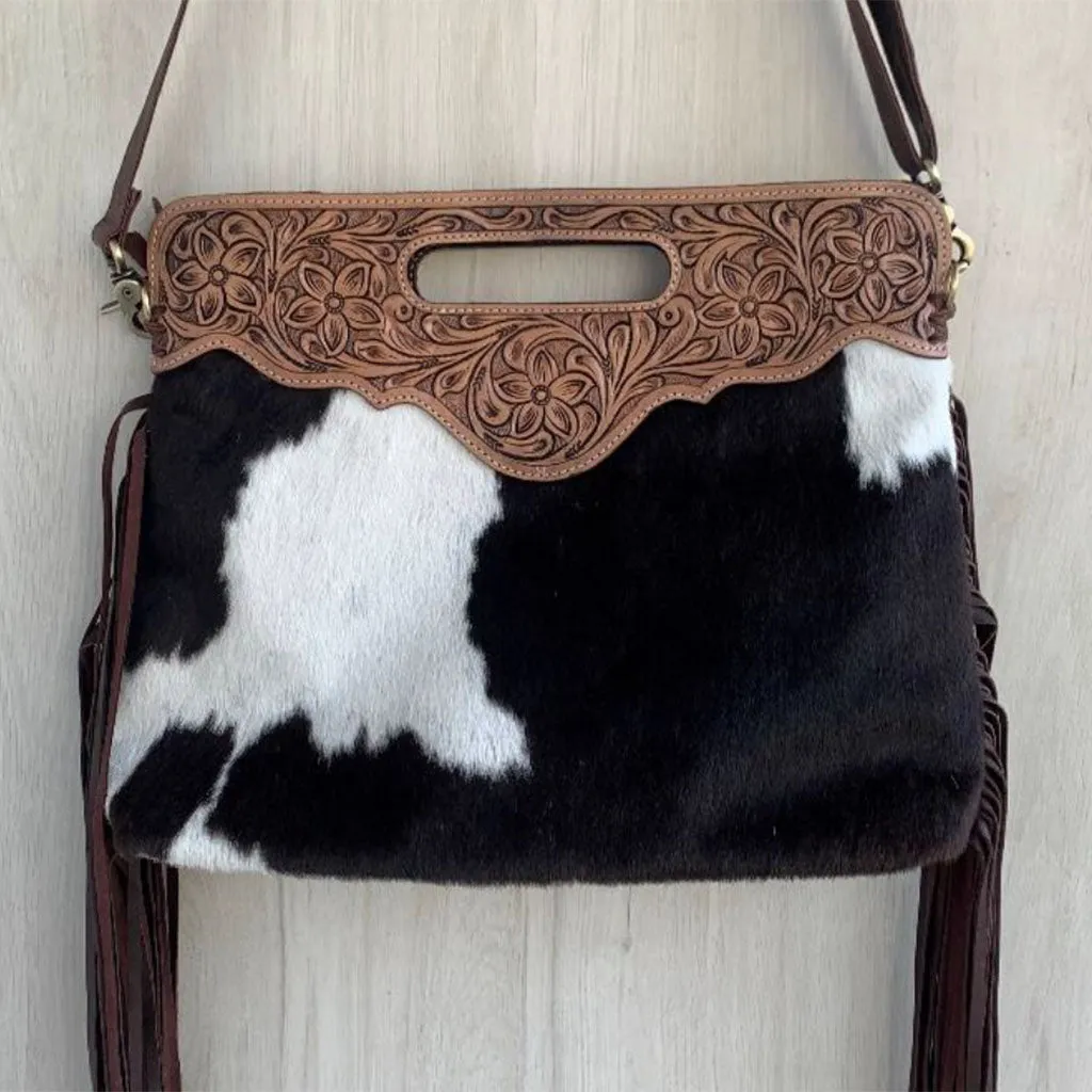 Tooled Leather Messenger Bag - TL01