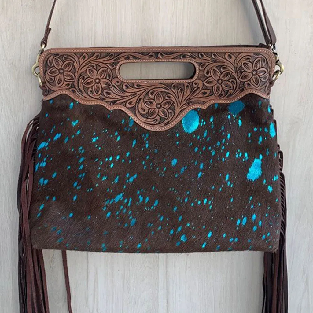 Tooled Leather Messenger Bag - TL01