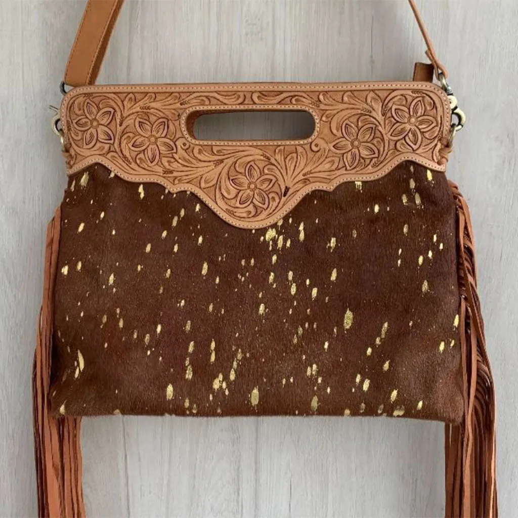 Tooled Leather Messenger Bag - TL01