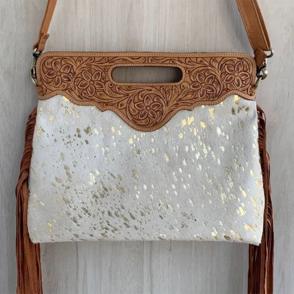 Tooled Leather Messenger Bag - TL01