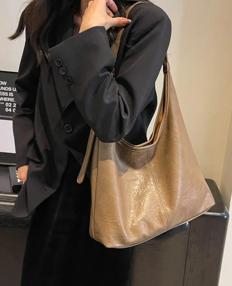 Tote Bag for Women Vegan Leather Shoulder Bag Large Retro Handbags Two-piece Soft Purse Work Travel 2024