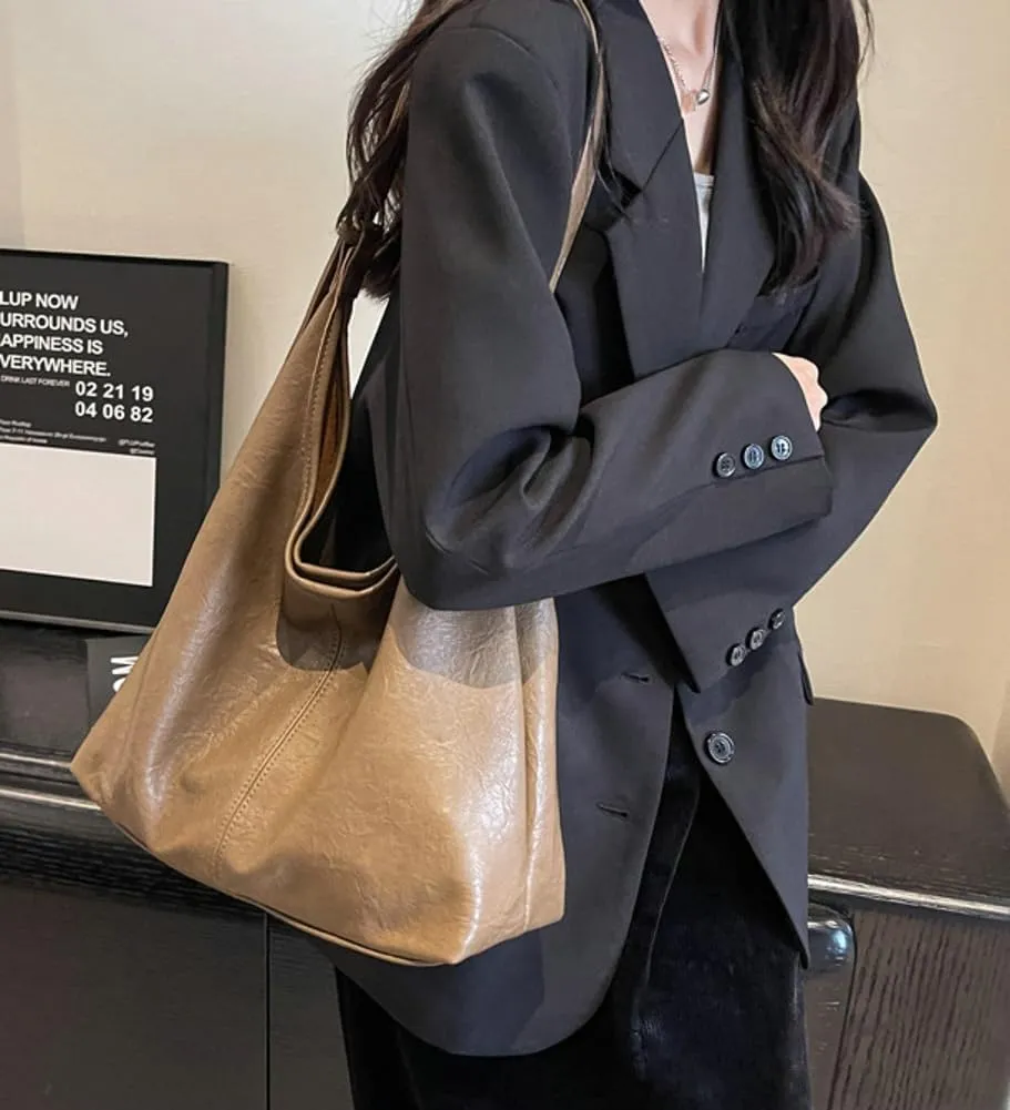 Tote Bag for Women Vegan Leather Shoulder Bag Large Retro Handbags Two-piece Soft Purse Work Travel 2024