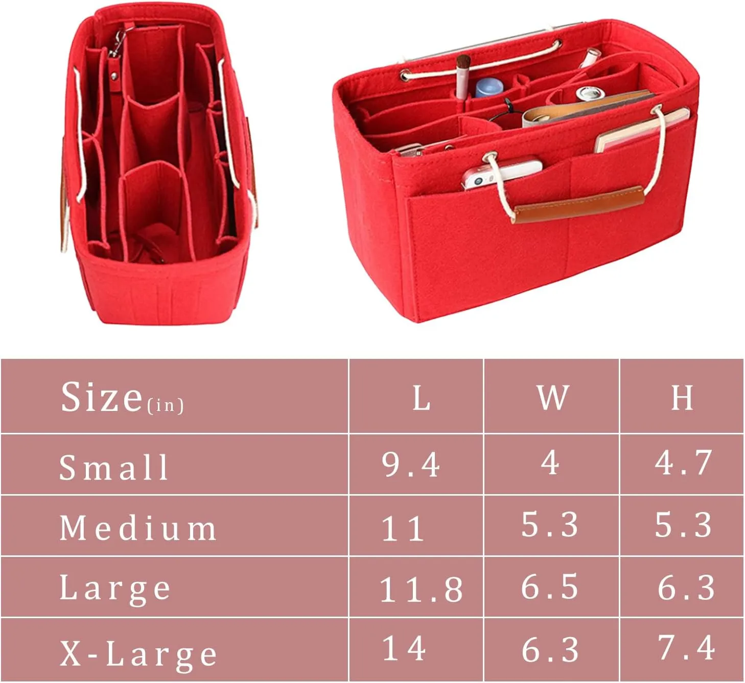 Tote Organizer Insert, Purse Insert for Handbags, Tote Bag Organizer with 11 Pockets, Suitable for Neverful for Speedy for Carryall for Birkin and More (Beige, L)