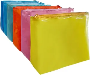 TotePrint 6 Sets Mixed Solid Color Portable Waterproof Cosmetic Bag,Clear Pouch for Travel,Solid Iridescence Pen Pouch with Zipper,Purse Cosmetic Brush Bag (6PCS Light Color)