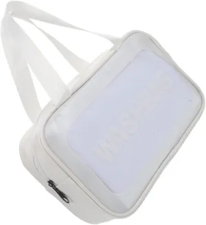 Transparent Cosmetic Bag Travel PVC Makeup Bag with Zipper, White, 30x10cm