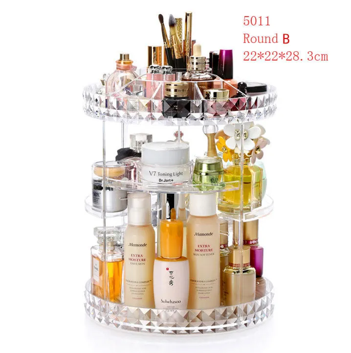 Transparent rotating cosmetic case