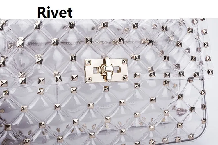 Transparent Totes Bag Clear PVC Plastic Quilted Beach Bags Chains Handbag Women Summer Bags 2019 Luxury Brand Fashion