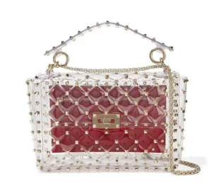 Transparent Totes Bag Clear PVC Plastic Quilted Beach Bags Chains Handbag Women Summer Bags 2019 Luxury Brand Fashion
