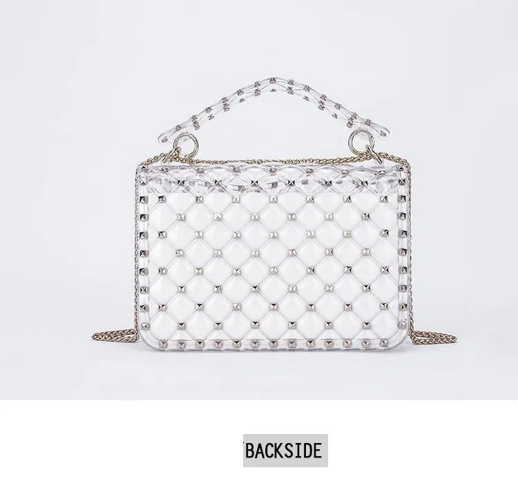 Transparent Totes Bag Clear PVC Plastic Quilted Beach Bags Chains Handbag Women Summer Bags 2019 Luxury Brand Fashion