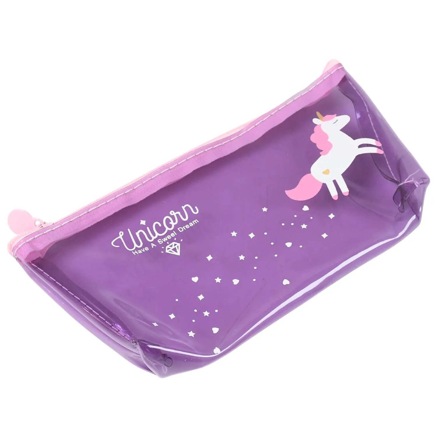 Transparent Unicorn Pencil Zip Pouch Bag (1 Pc)