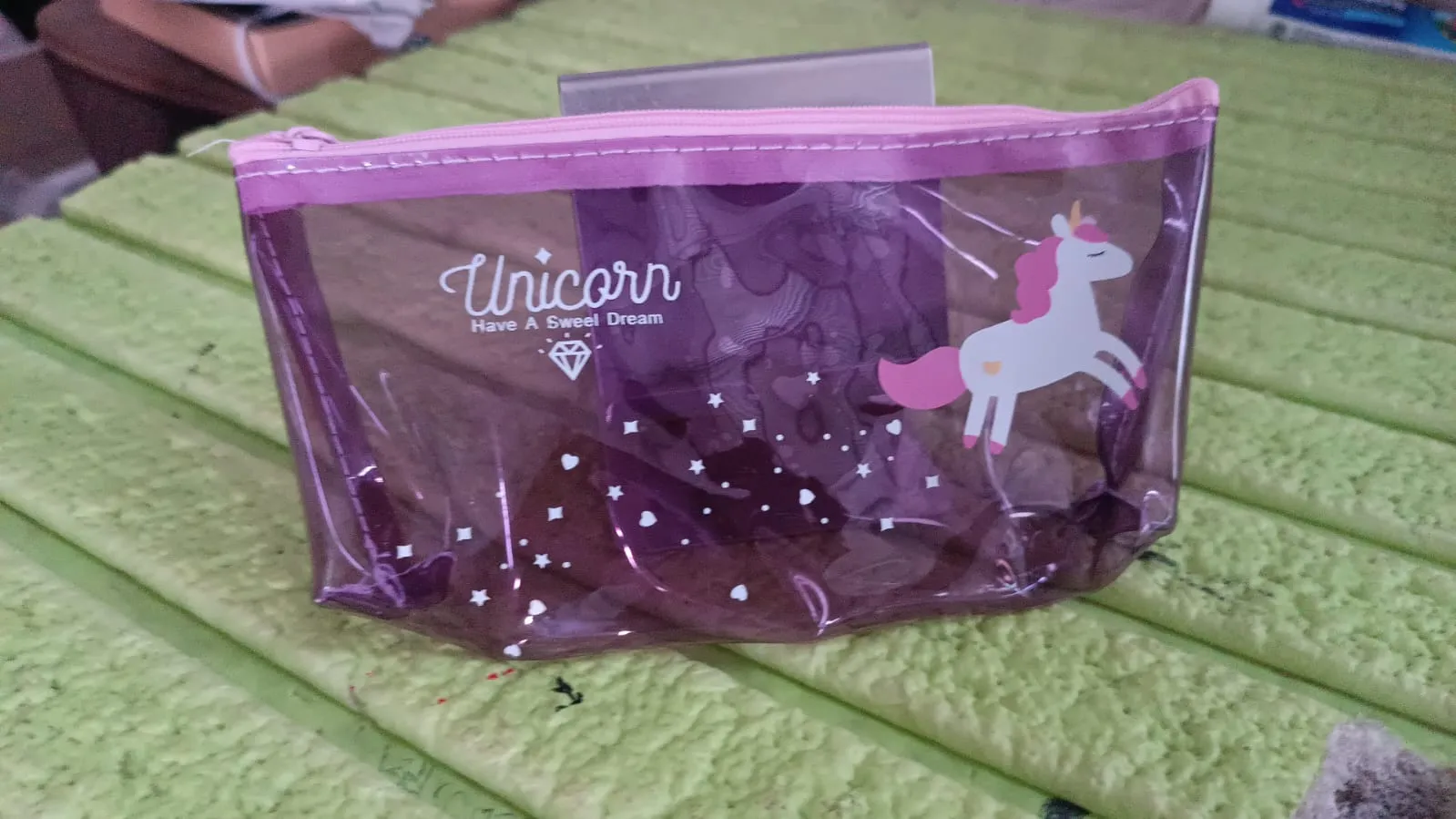 Transparent Unicorn Pencil Zip Pouch Bag (1 Pc)