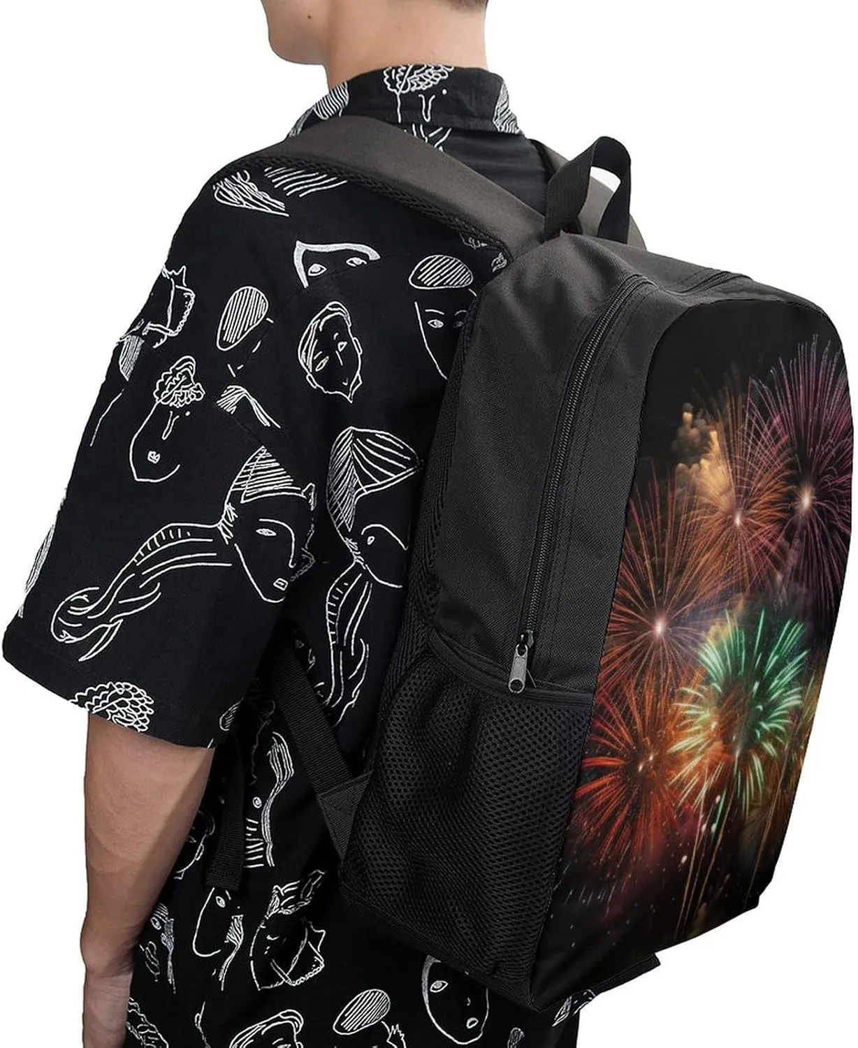 Travel Backpack for Men Women Daypack Splendid Fireworks Laptop Backpack Computer Bag Business Work Bag for Work, 17inch