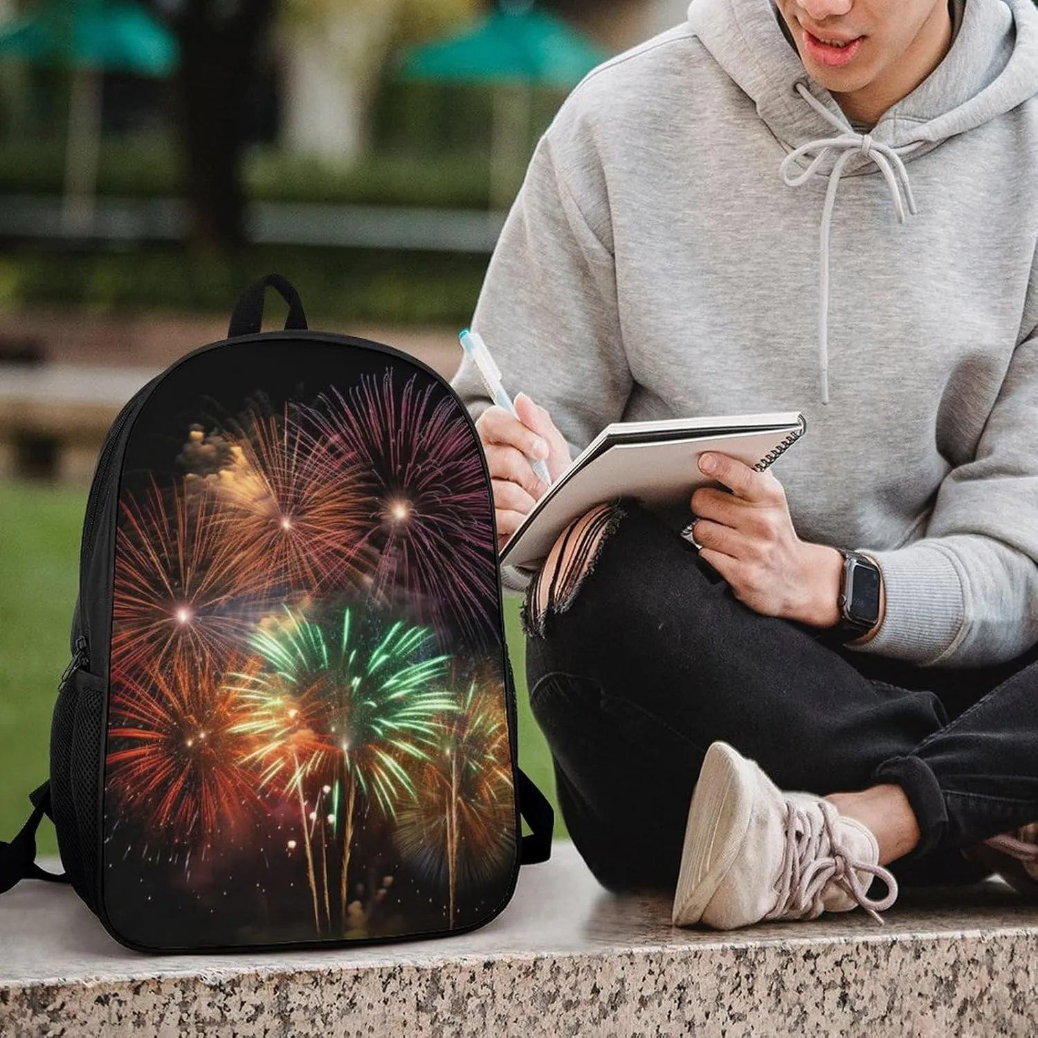 Travel Backpack for Men Women Daypack Splendid Fireworks Laptop Backpack Computer Bag Business Work Bag for Work, 17inch