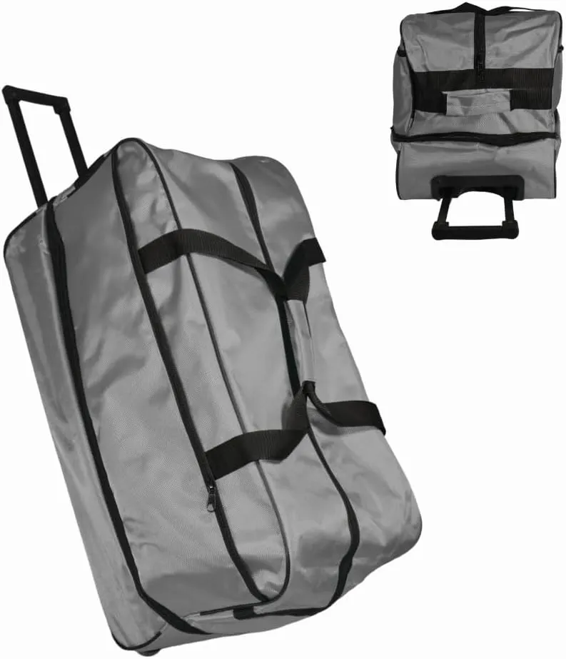 Travel Duffle Bag 87L, Foldable, Expandable to 104L, Gym Travel Carry On Overnight Weekender Retractable Handle Women Men (Grey)