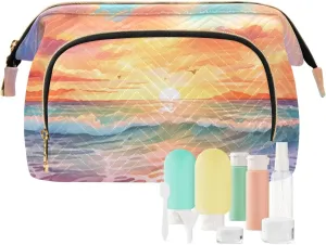 Travel Makeup Bag Sunrise at Seaside Large Capacity Cosmetic Bags for Women