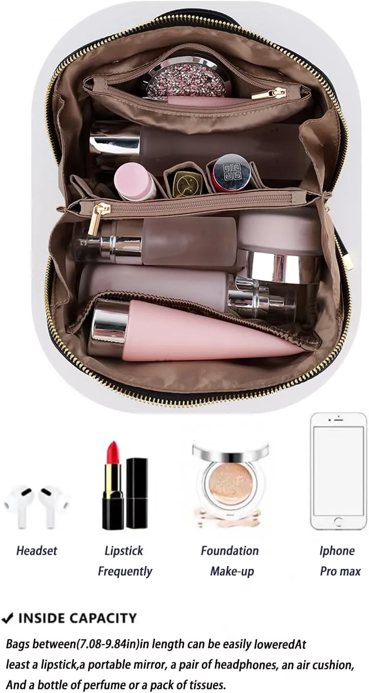 Travel Makeup Bag,Large Capacity Cosmetic Bags for Women,Portable Pouch Open Flat Toiletry Bag Make up Organizer with Divider Double divider removable and Handle (Black)