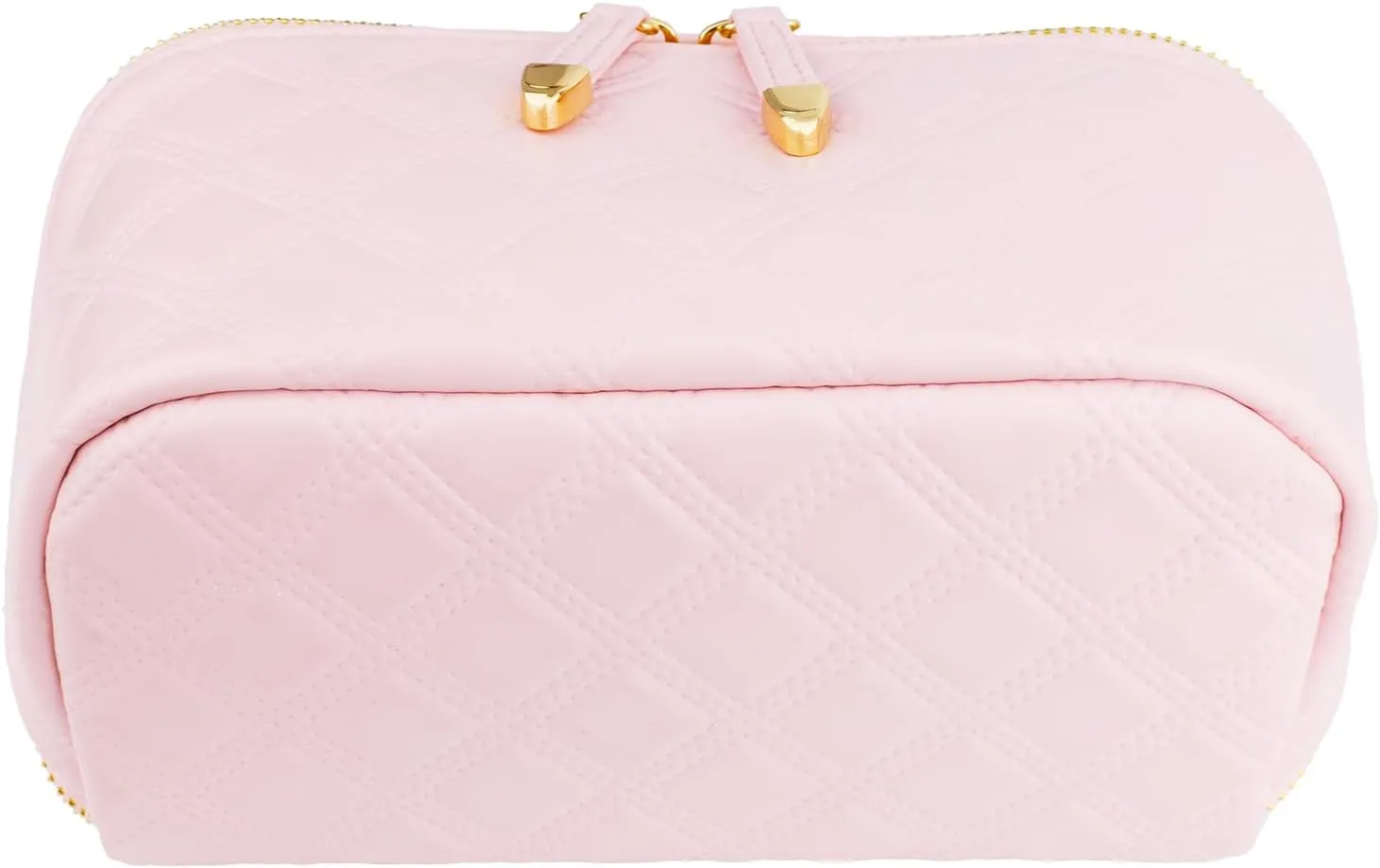 Travel Makeup Bag,Large Capacity Cosmetic Bags for Women,Portable Pouch Open Flat Toiletry Bag Make up Organizer with Divider Double divider removable and Handle (Pink)
