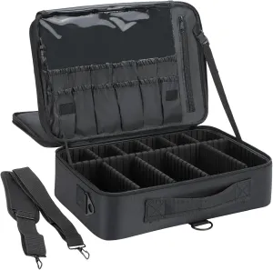 Travel Makeup Train Case, Large Capacity Cosmetics Organizer Bag & Adjustable Dividers, Makeup Brush Organizer Storage Bag, Professional Cosmetic Accessories Case with Shoulder Strap