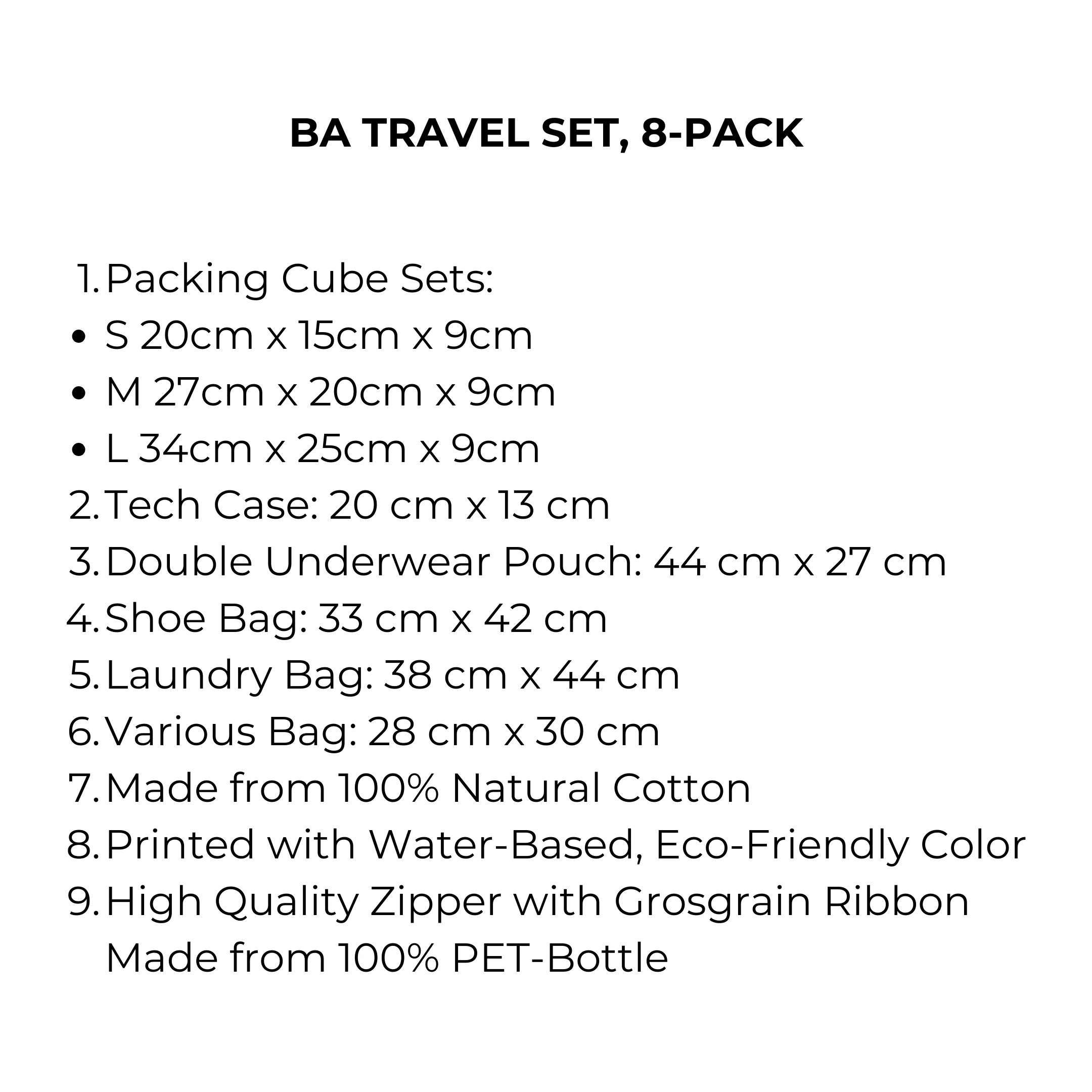 Travel Set, Packing Cubes & Bags – 8 pcs – Pink/Blush