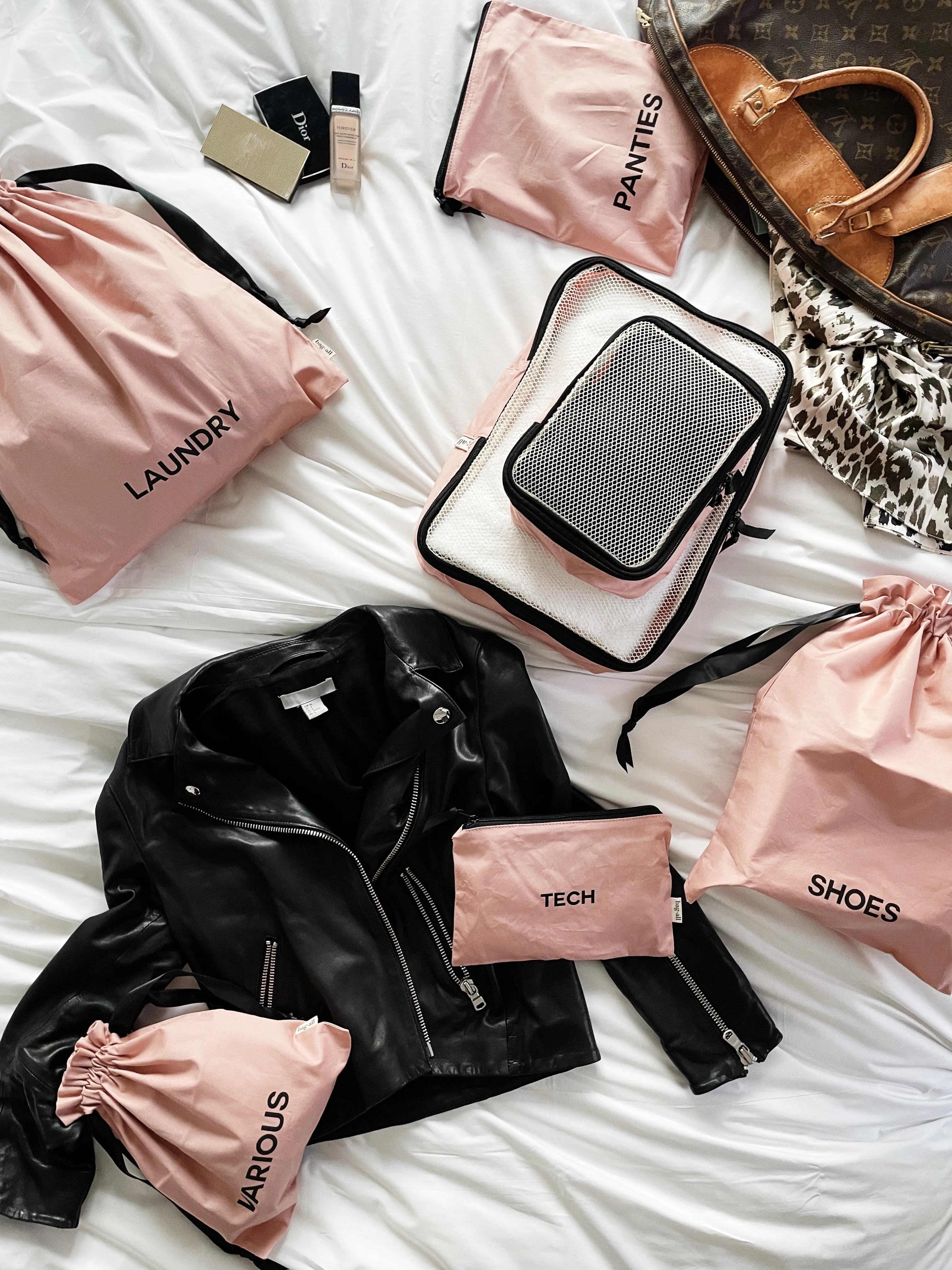 Travel Set, Packing Cubes & Bags – 8 pcs – Pink/Blush
