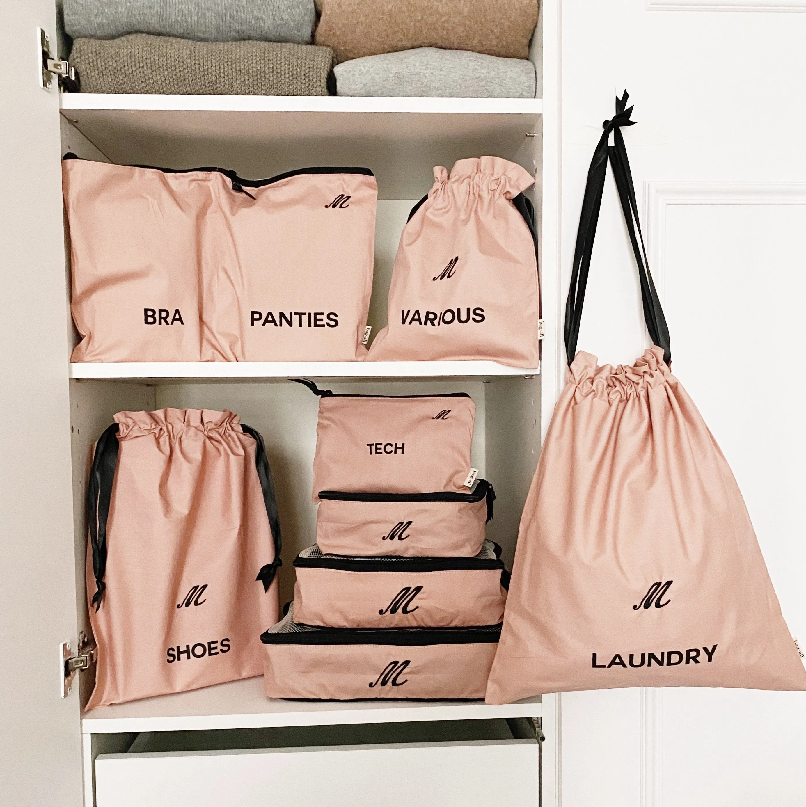 Travel Set, Packing Cubes & Bags – 8 pcs – Pink/Blush