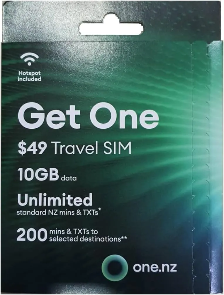 Travel SIM 10 GB   Unlimited NZ mins   200 mins and 200 Texts back home for 60 Days