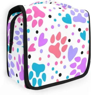 Travel Toiletry Bag Cosmetic Bag Cartoon Animals Footprints Portable Hanging Cosmetic Case Traveling With Leakproof Compartment Makeup Toiletries Cosmetic Organizer for Women Men