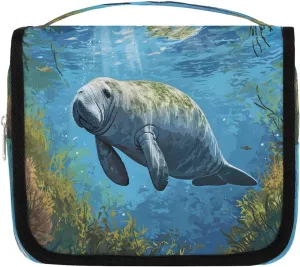 Travel Toiletry Bag for Women & Men Ocean Animal Walrus Hanging Cosmetic Organizer Portable Waterproof Makeup Case Make Up Bag with Compartments Travel Essentials for Bathroom Shower