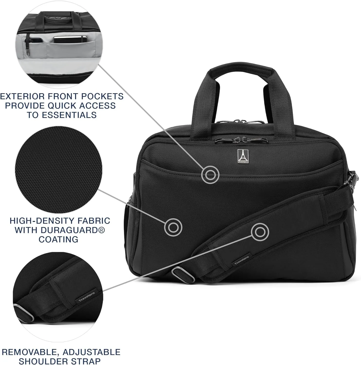 Travelpro Crew Classic Lightweight Softside Luggage, Underseat Travel Tote Bag, Men and Women, Black