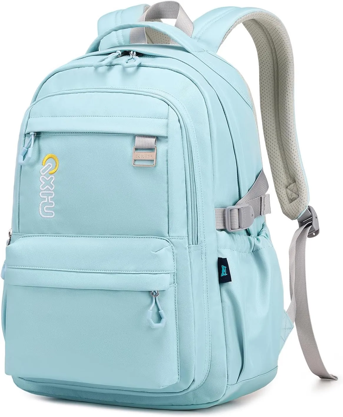 Trendy Casual Backpack with Solid Color, Water Resistence School backpack for Girls, Teen Bookbag for Women, Light Blue