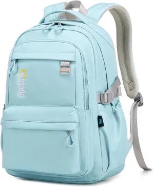 Trendy Casual Backpack with Solid Color, Water Resistence School backpack for Girls, Teen Bookbag for Women, Light Blue