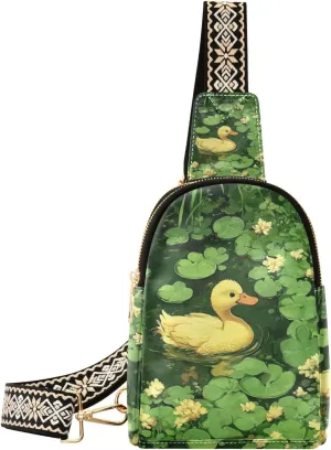 trendy Duck Weed Lake Green hiking fanny pack sturdy crossbody fanny pack purse for travel