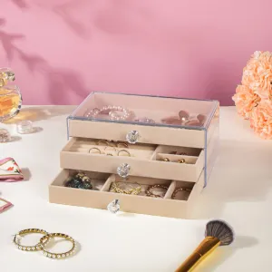 Triple Drawer Jewellery Organiser Cream