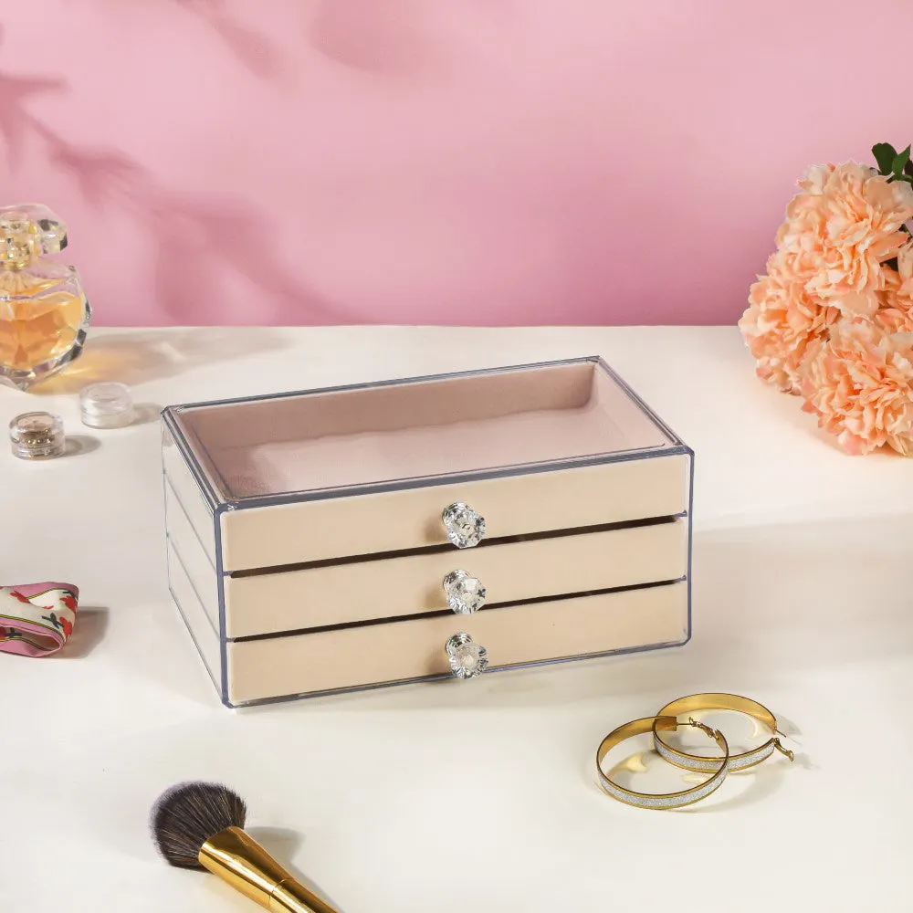Triple Drawer Jewellery Organiser Cream
