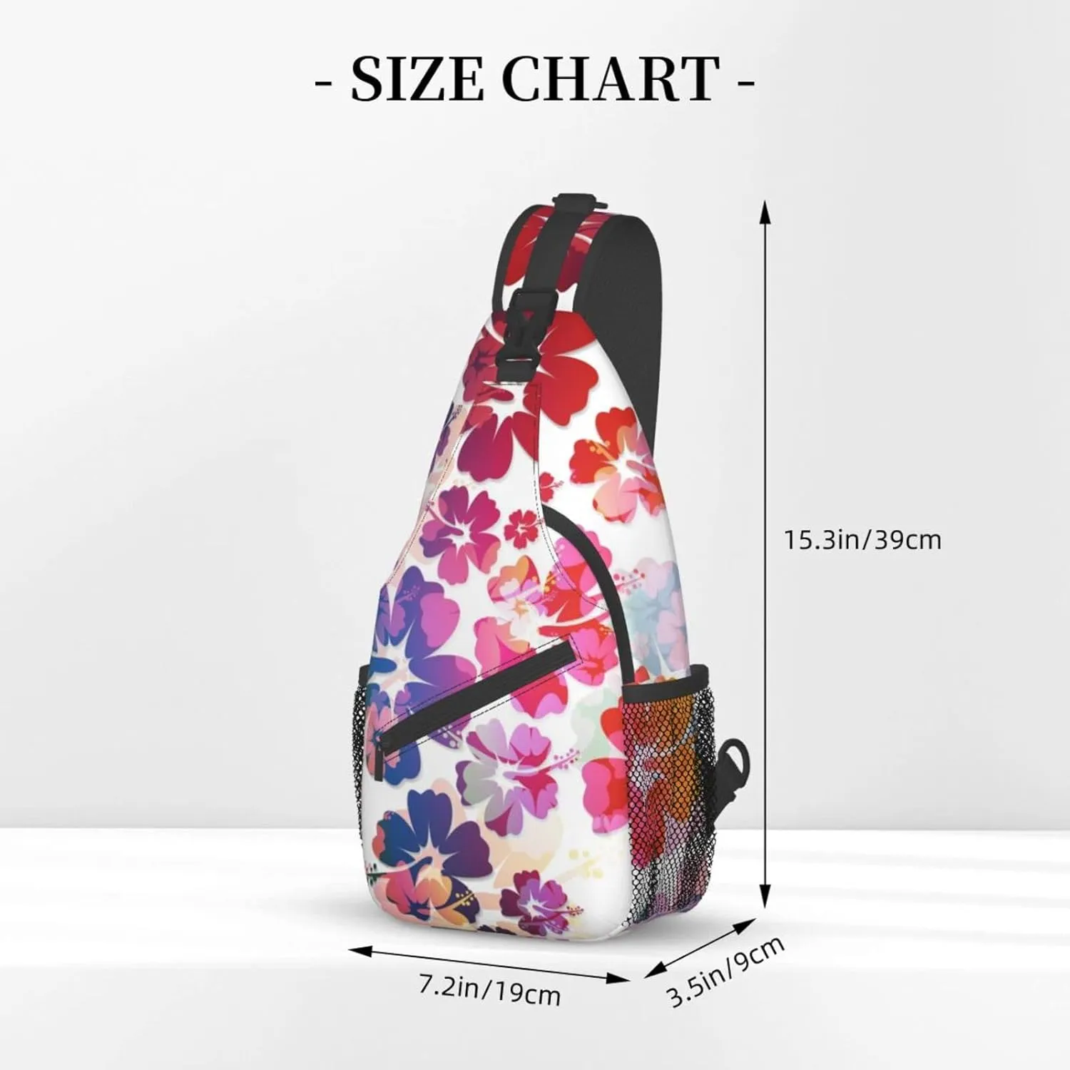 Tropical Hibiscus Flowers Boho Sling Bag for Women Men Crossbody Backpack Casual Hiking Daypack Chest Shoulder Bag with Adjustable Strap