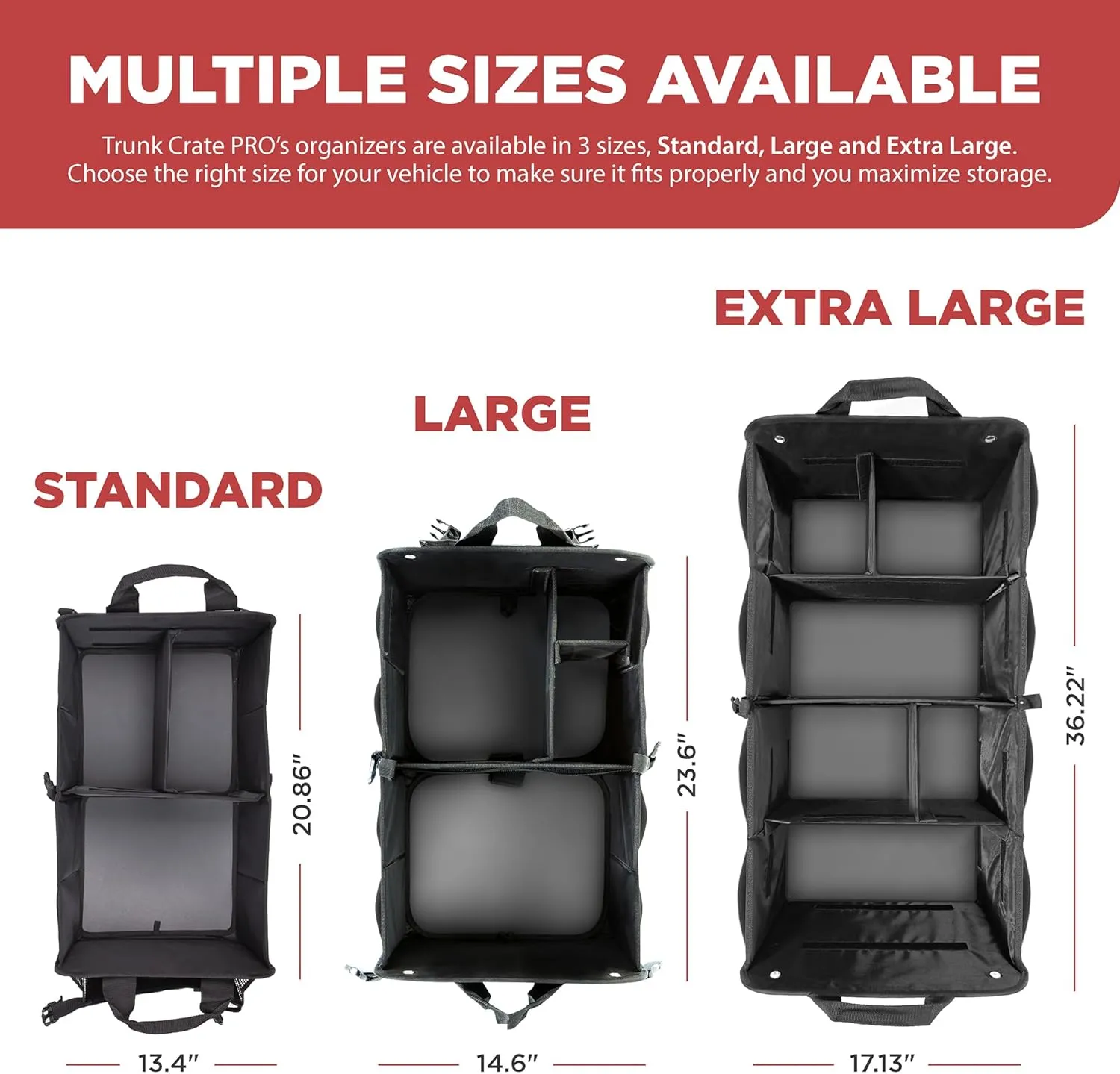 TRUNKCRATEPRO Car Trunk Organizers | Trunk Organizer, Car Storage Organizer - Premium Compartments Collapsible Portable car trunk organizers and storage for SUV (Large Capacity)