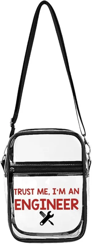 Trust Me I Am A Nuclear Engineer Cute Crossbody Purses Unisex Transparent Shoulder Bag Adjustable Strap Handbag