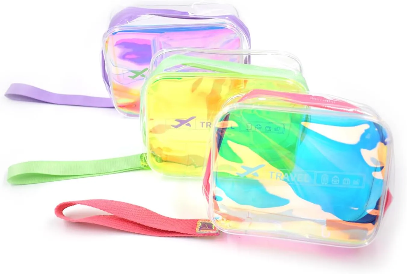 TSA Approved Toiletry Bag for Travel,Clear Makeup Bag,Cosmetic Bag Organizer,Carry on Airport Airline Compliant Bag,Quart Size Mini Plastic Waterproof for Women 3 Pack(Pink,Purple,Green)