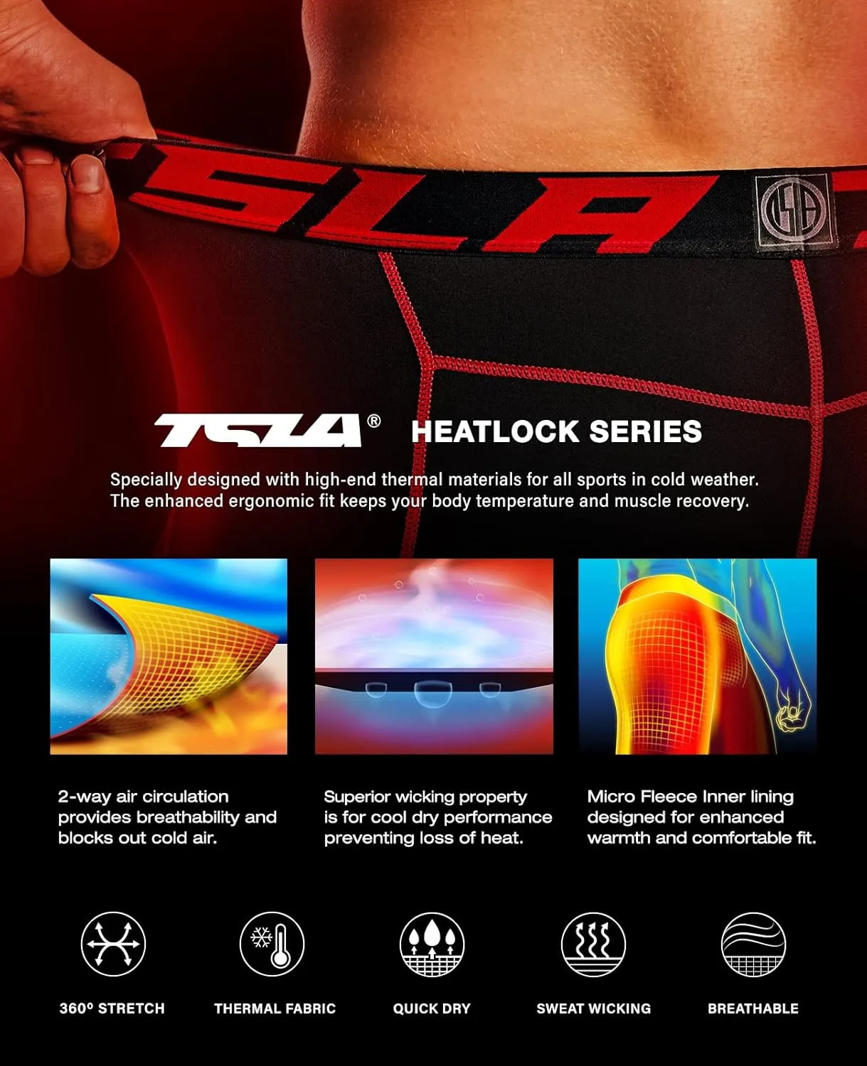 TSLA Men's Athletic Compression Pants, Thermal Wintergear Running Tights, Sports Leggings