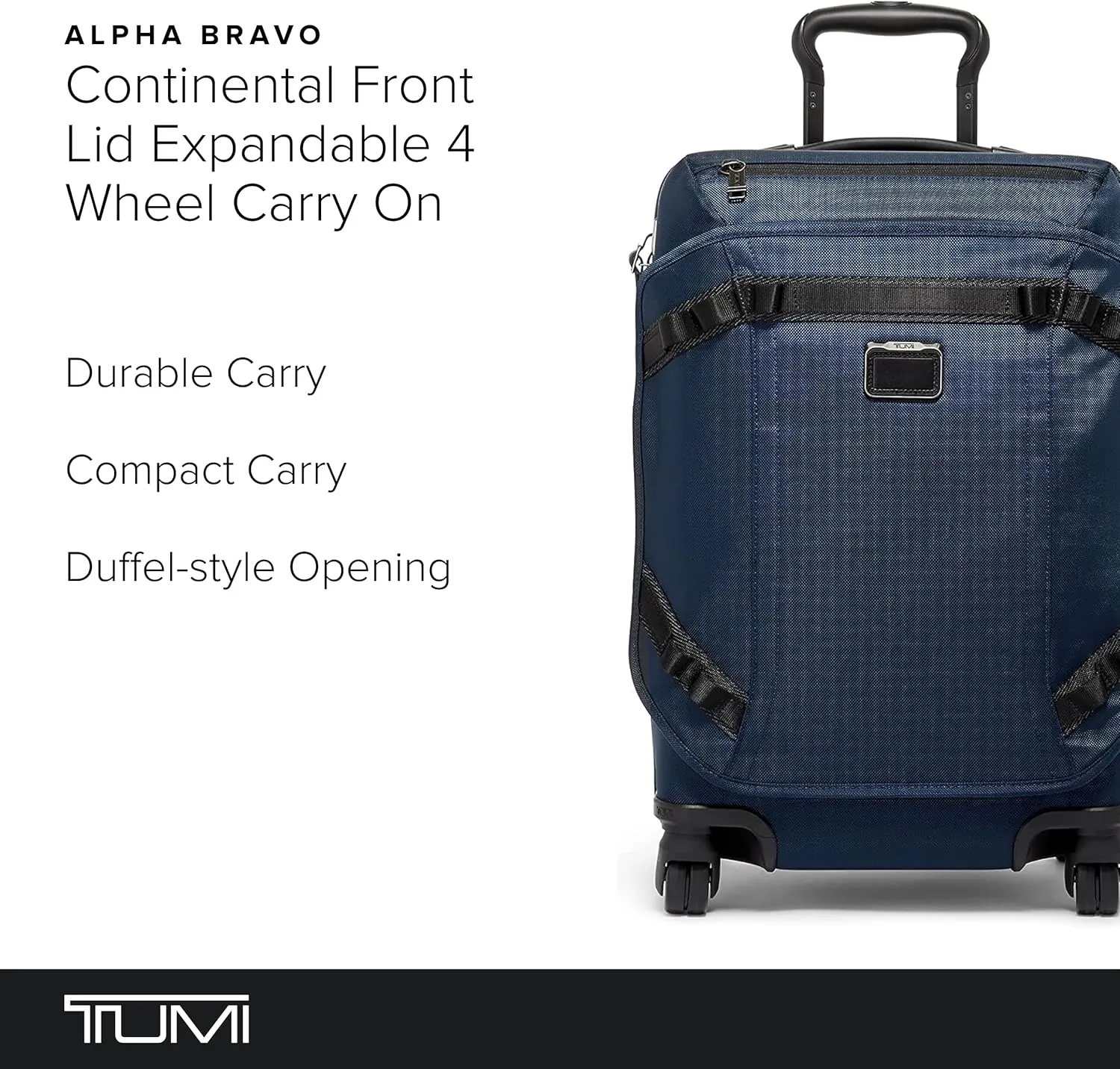TUMI - Alpha Bravo International Front Lid Expandable 4 Wheeled Carry-On - International Travel Luggage - 21.8" X 14" X 9" - Navy
