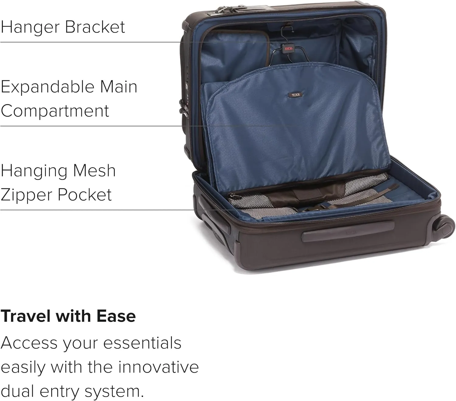 TUMI Alpha Continental Dual Access 4-Wheeled Carry-on Luggage - Rolling, Lightweight Suitcase - Secure Suitcase with Lock