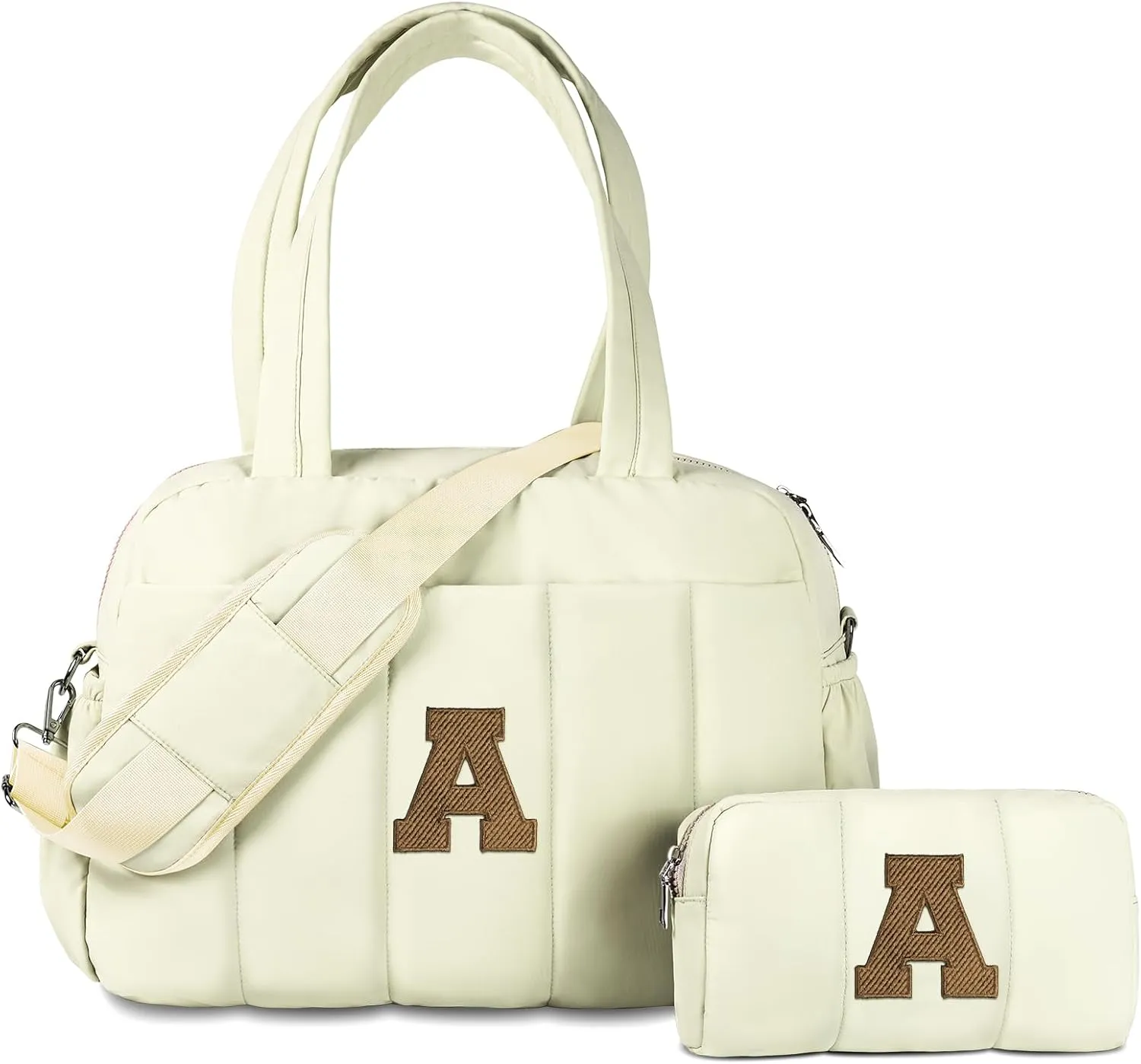 Tween Girls Gifts 14-16, Initial Duffel Bag, Personalized Weekender Bag with Shoulder Strap, Monogram Overnight Bag for Women, Letter Travel Bag with Makeup Bag Gifts for Niece (Letter A)