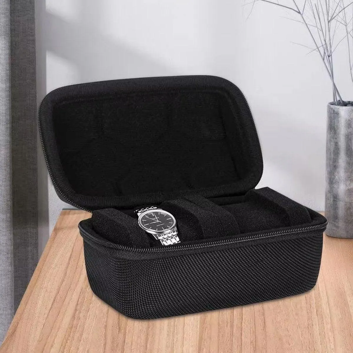 Two Card Portable Watch Organizer Box Storage Case for Watches and Straps