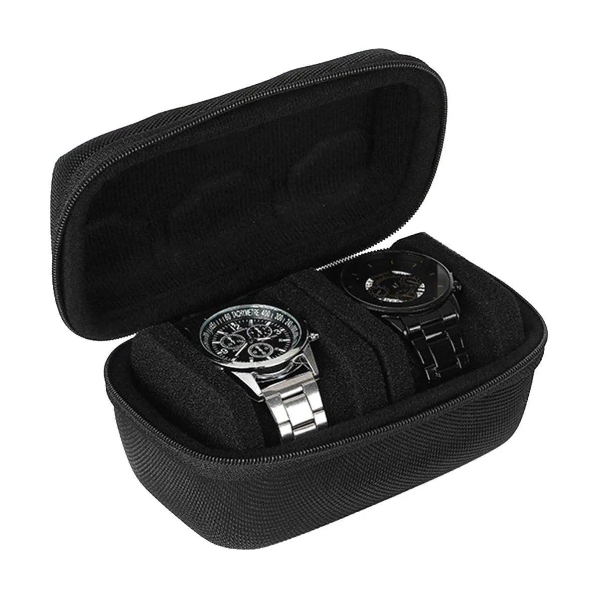 Two Card Portable Watch Organizer Box Storage Case for Watches and Straps