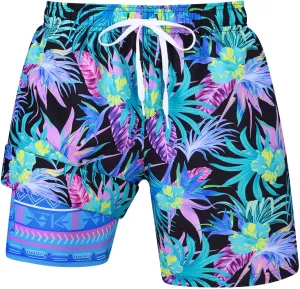 uideazone Mens Swim Trunks with Compression Liner Swimming Shorts 7 Inch Inseam Waterproof Quick Dry Beach Sport Shorts M-XXL