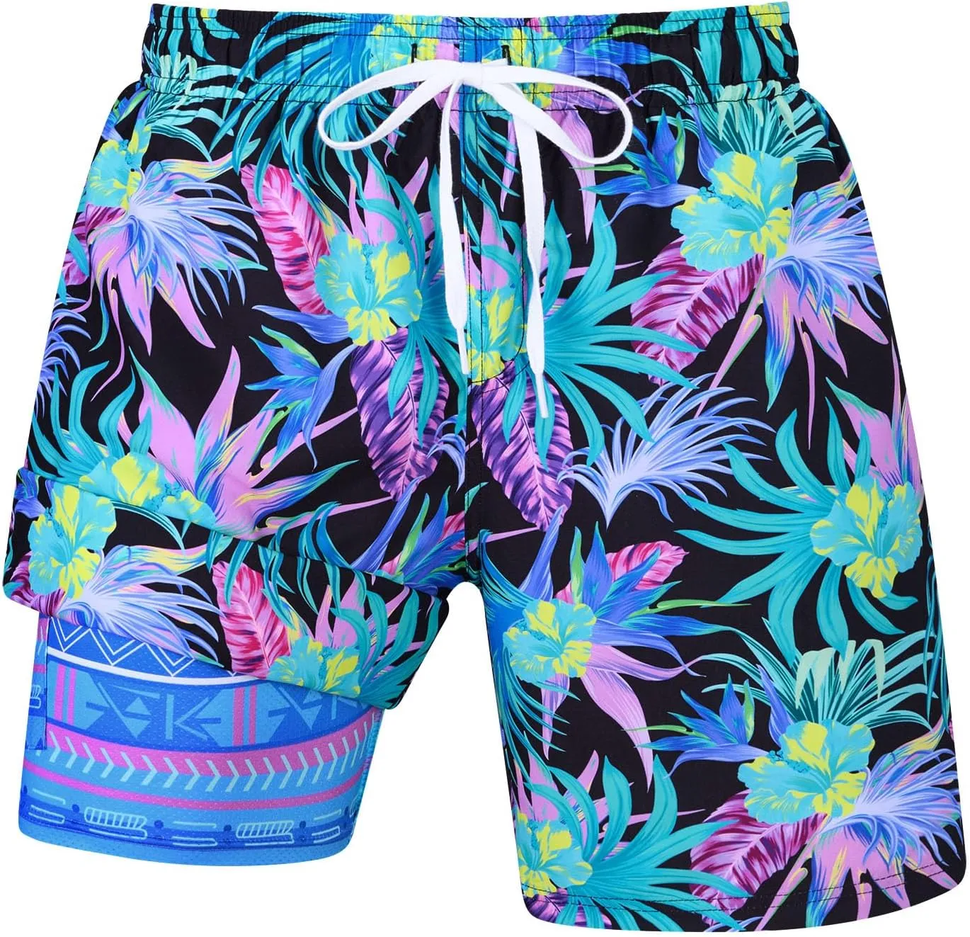 uideazone Mens Swim Trunks with Compression Liner Swimming Shorts 7 Inch Inseam Waterproof Quick Dry Beach Sport Shorts M-XXL